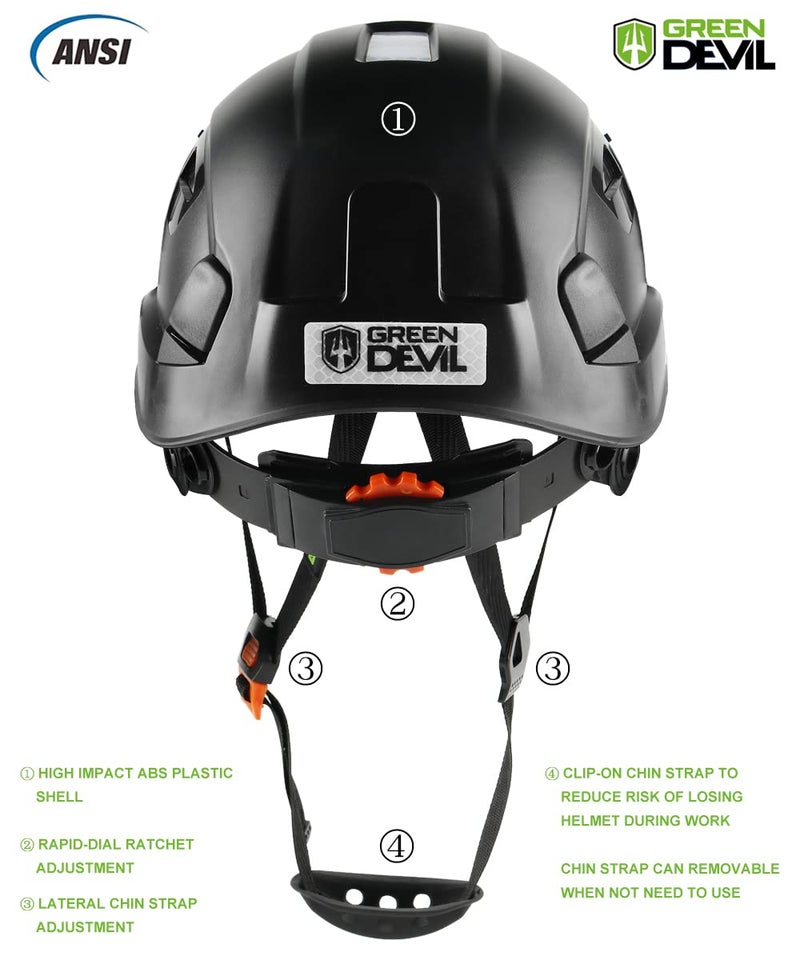 GREEN DEVIL Safety Helmet Hard Hat Adjustable Lightweight Vented ABS Work Helmet for Men and Women 6-Point Suspension ANSI Z89.1 Approved Ideal for Industrial & Construction - Image 4